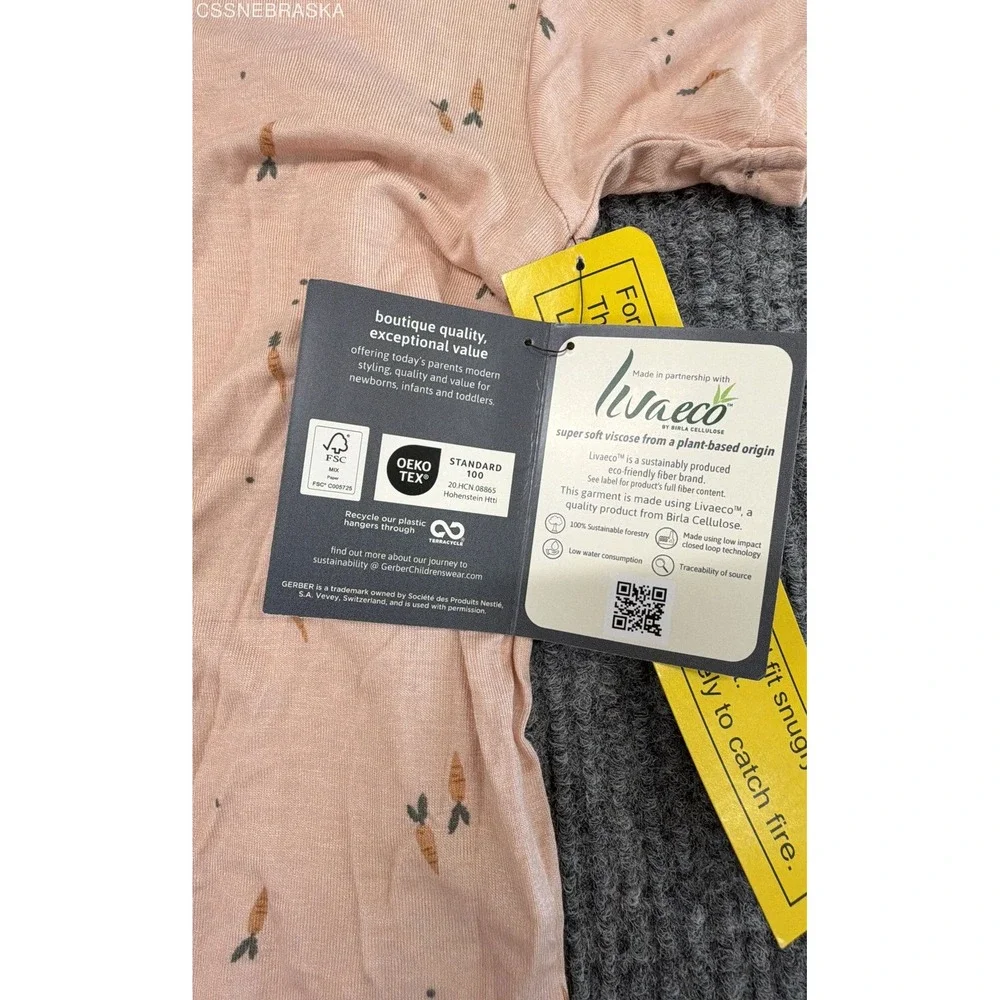 Gerber Rose Carrot Modern Moments Toddler Pajama Set 2pc Livaeco Viscose NWT 3T